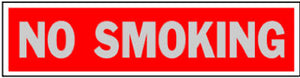 "No Smoking" Sign, Red Aluminum,  2 x 8-In.