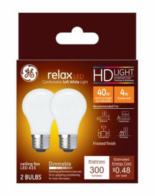 LED Ceiling Fan Light Bulbs, A15, Soft White, 300 Lumens, 4-Watts, 2-Pk.