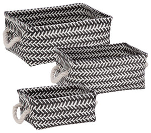 Zigzag Baskets, Black, 3-Pc.