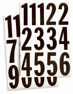 Address Numbers, Vinyl Adhesive, Black on White, 3-In., Pkg.