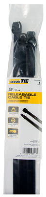 Releaseable Cable Tie, Black, 28-In., 5-Pk.