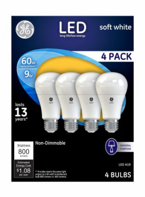 LED Light Bulbs, Soft White, 800 Lumens, 9-Watts, 4-Pk.