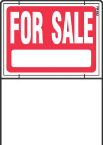Sign, "For Sale", Red & White With Wire Frame, 18 x 24-In.
