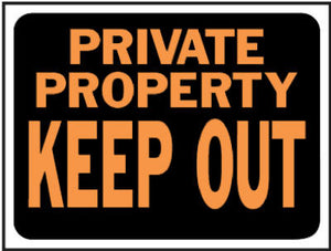 "Private Property/Keep Out" Sign, Plastic, 9 x 12-In.